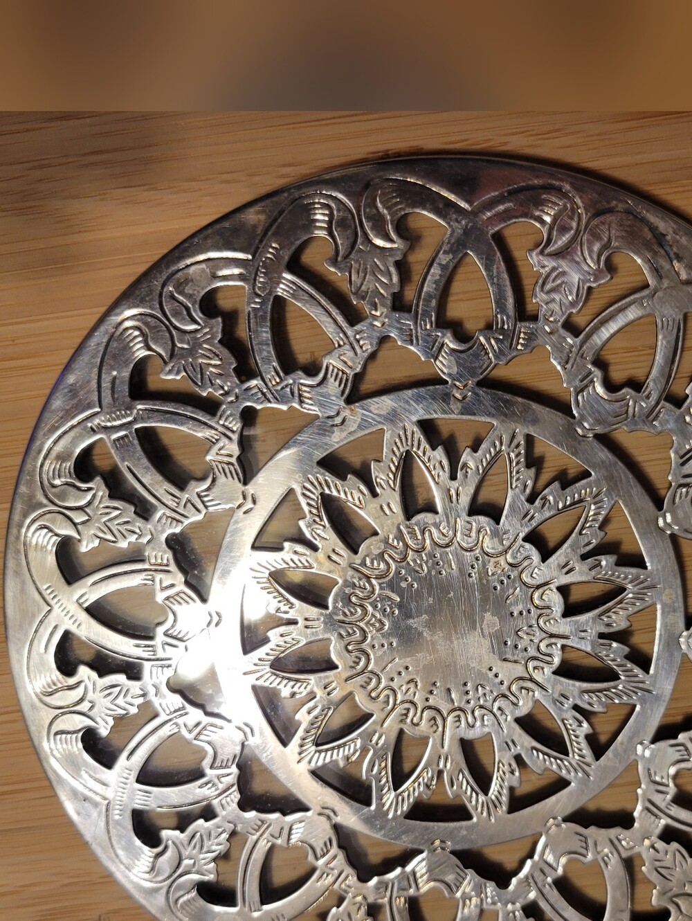 Ornate Silver Decorative Metal Trivet